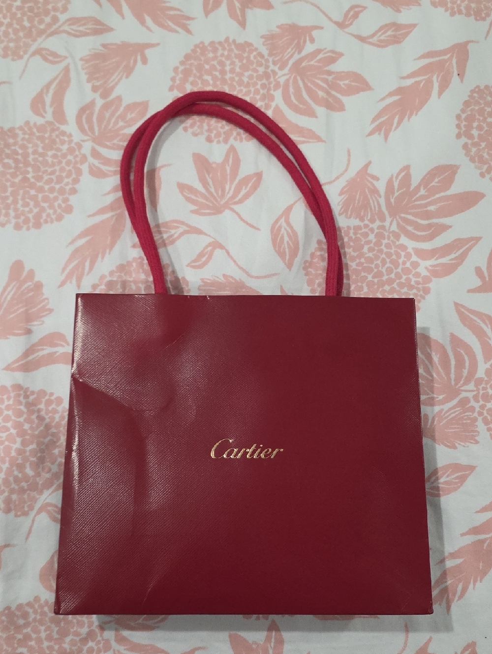 Cartier Red Tote Bag with Gold Logo
